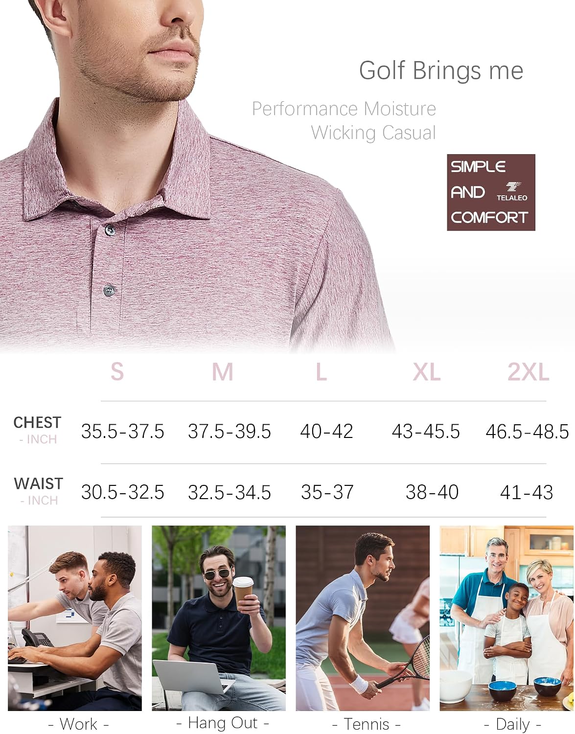 5 Pack Men's Polo Shirts Short Sleeve Golf T Shirt Performance Casual