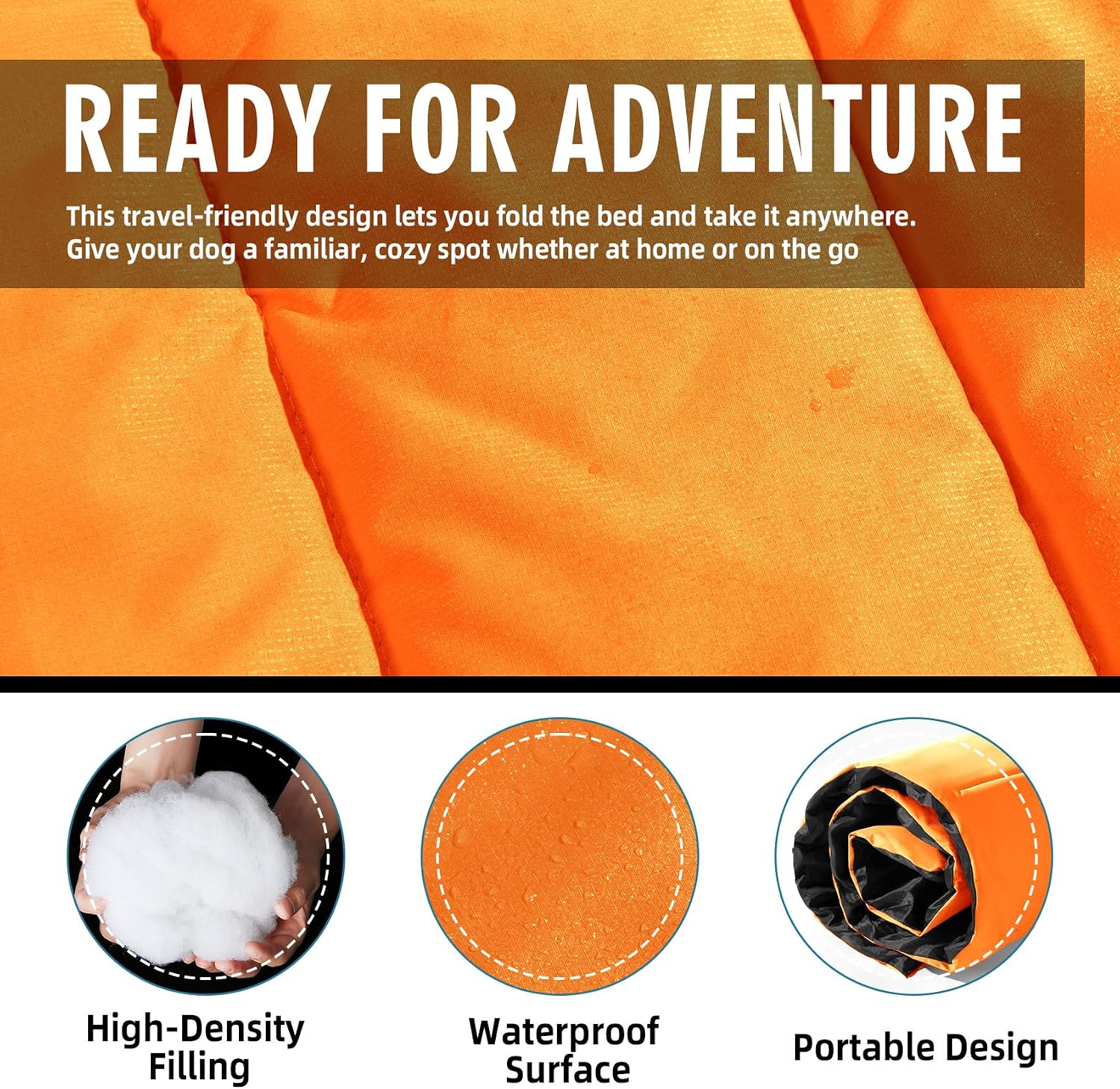 Waterproof Outdoor Dog Bed, Foldable Travel Camping Dog Mat with Carry Bag