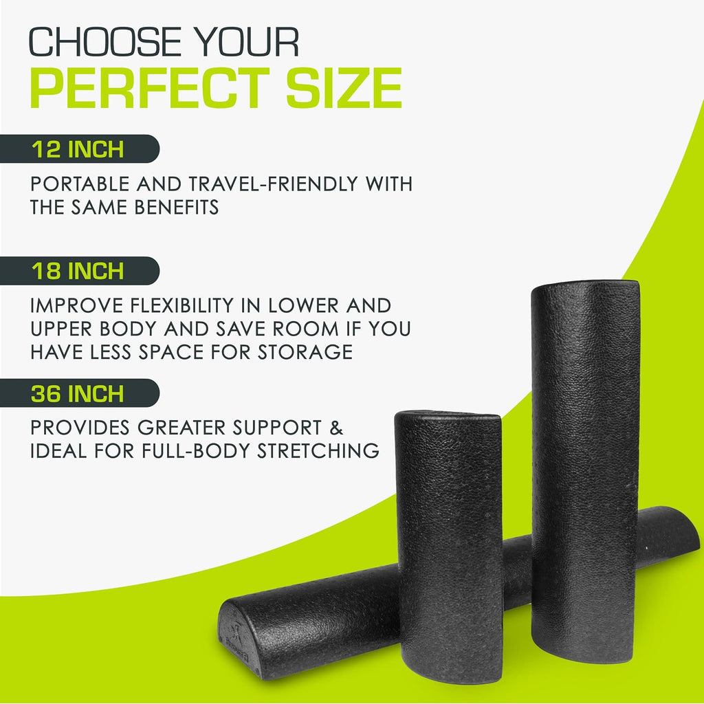 ProsourceFit High Density Foam Rollers - inches long. Firm Full Body Athletic Massager for Back Stretching, Yoga, Pilates, Post Workout Trigger Point Release