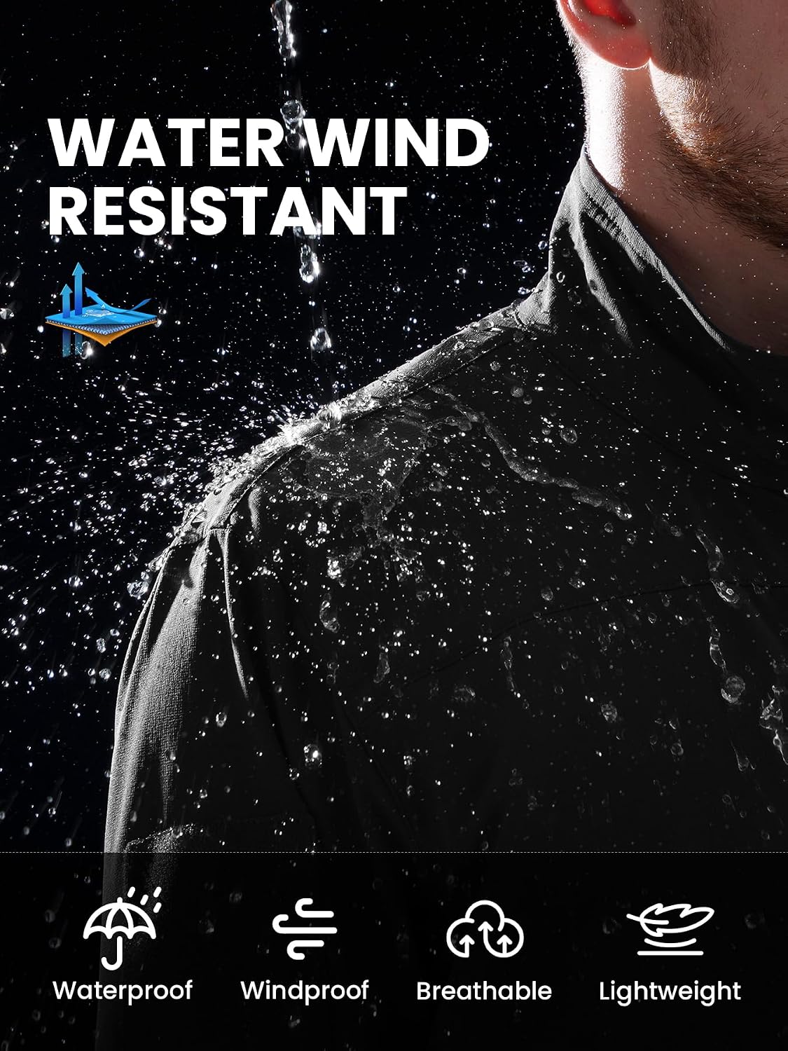 Men's Lightweight Tactical Jacket 4-Way Stretch,Waterproof