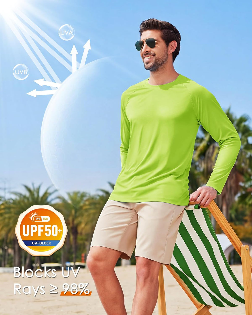 Boladeci Men's UPF 50+ Sun Protection UV SPF Shirts Long Sleeve Lightweight Quick Dry Swim T-Shirts Rash Guard
