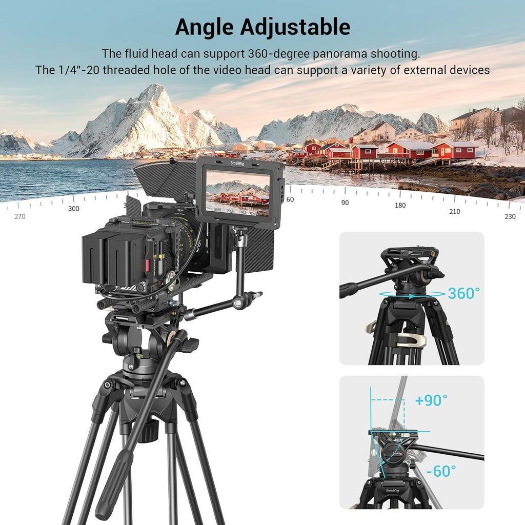 SmallRig 73.2"/ 186cm Heavy Duty Video Tripod with Fluid Head AD-01