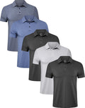 5 Pack Men's Polo Shirts Short Sleeve Golf T Shirt Performance Casual