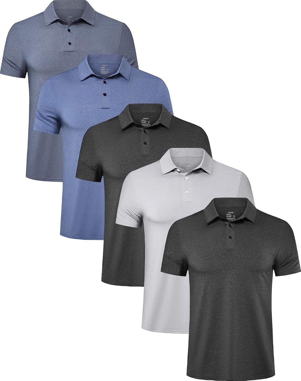 5 Pack Men's Polo Shirts Short Sleeve Golf T Shirt Performance Casual