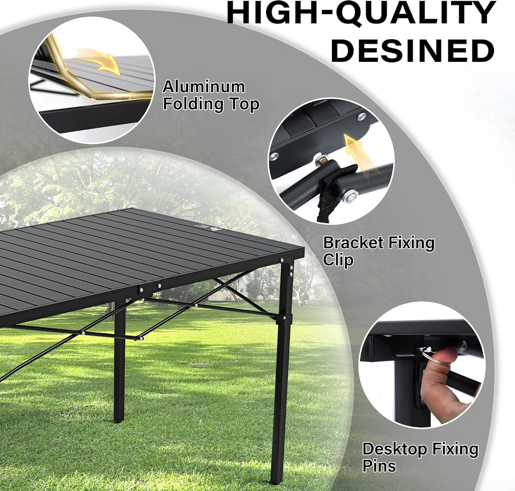 OUTSIDER Roll-Up Aluminum Camping Table for 4-6 People
