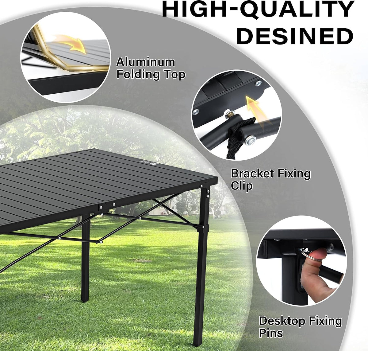 OUTSIDER Roll-Up Aluminum Camping Table for 4-6 People