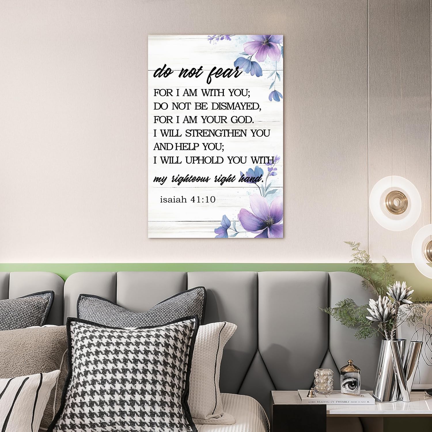 Do Not Fear Isaiah 41:10 Scripture Canvas Painting Bible Verse Wall Art Decor Prints for Home Dining Room Living Room Christian Gifts Framed 8 * 12 Inch