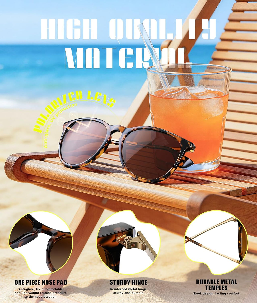 Sunglasses Womens Polarized Trendy Retro Round Sun Glasses with UV400