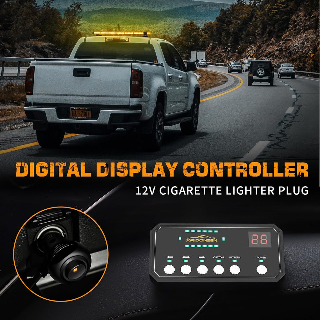 XRIDONSEN 28.4" 80 LED Rooftop Strobe Light Bar Amber Warning Lights