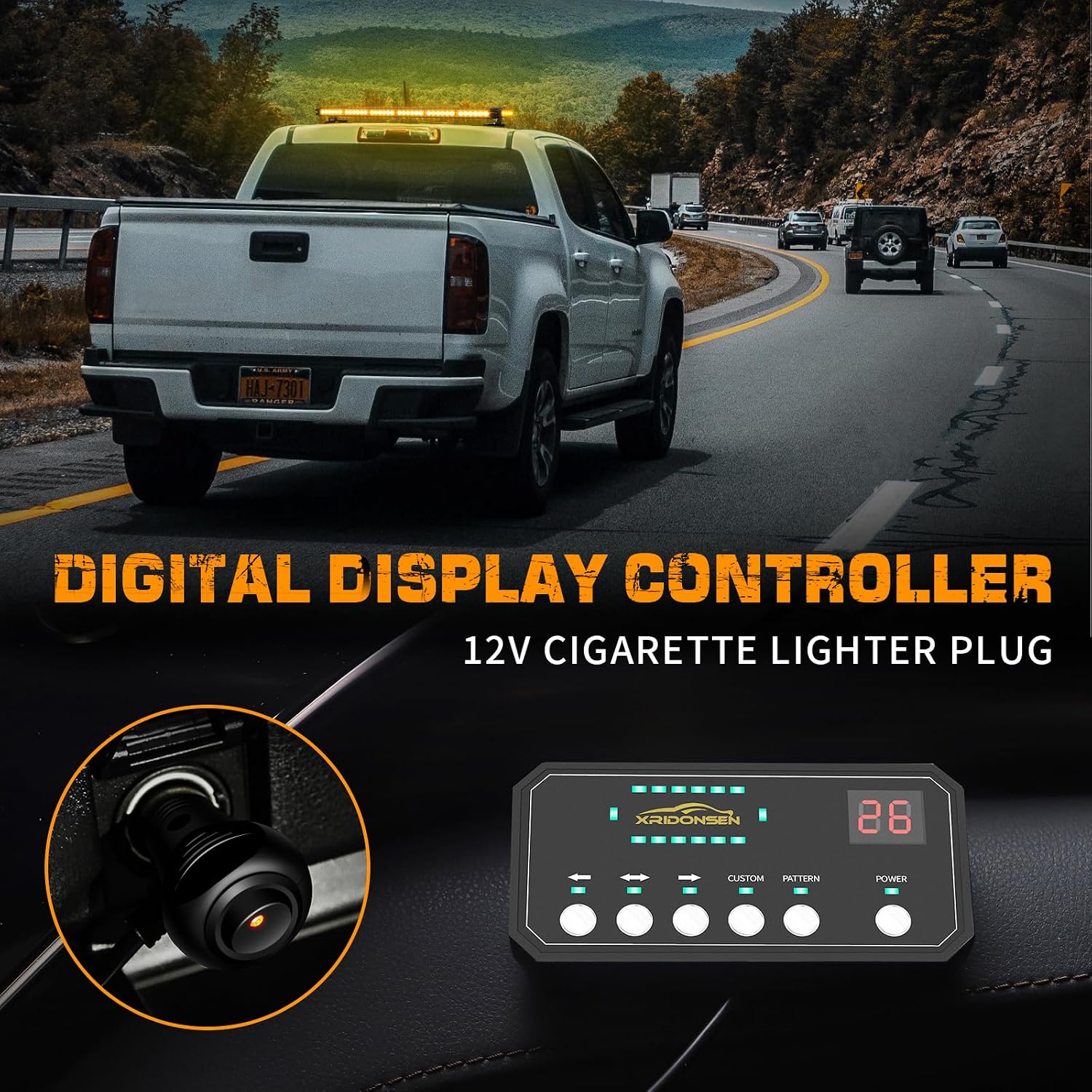 XRIDONSEN 28.4" 80 LED Rooftop Strobe Light Bar Amber Warning Lights
