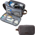 BAGSMART Toiletry Bag for Men, Canvas Travel Toiletry Organizer Dopp Kit Water-resistant Shaving Bag for Toiletries Accessories,Grey-Medium