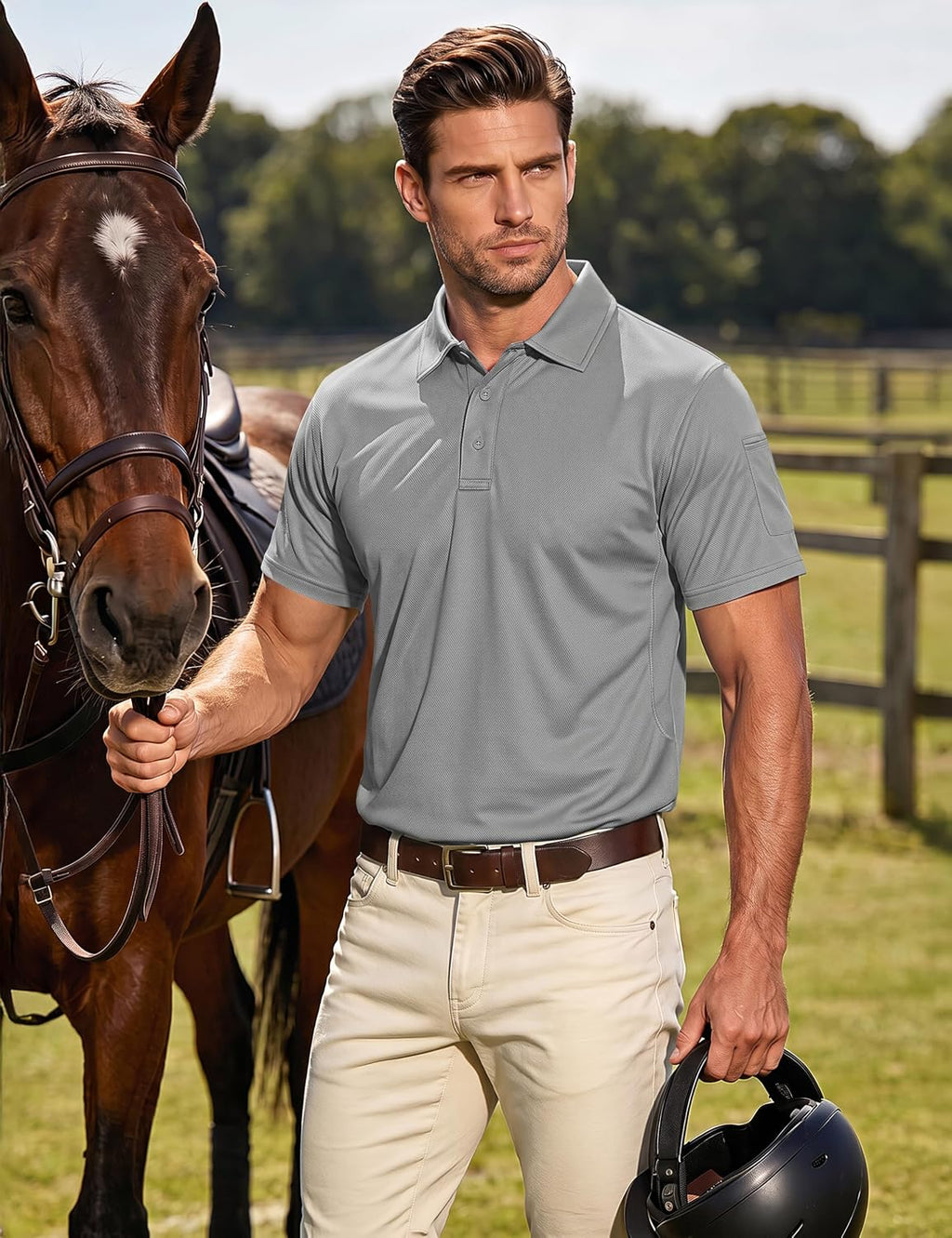 MAGCOMSEN Men's Polo Shirt Quick Dry Performance Short Sleeve Tactical Shirts Pique Jersey Golf Shirt