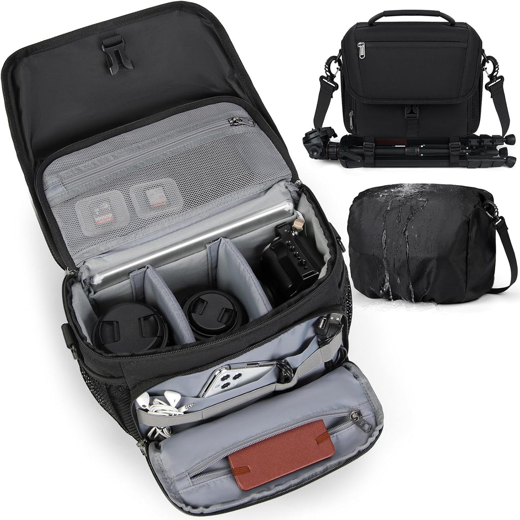 RAINSMORE Camera Bag, DSLR SLR Mirrorless Camera Case for Photographer