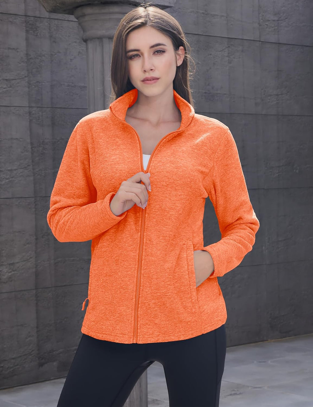 MAGCOMSEN Womens Fleece Zip Up Jacket with Pockets Lightweight Soft Coat