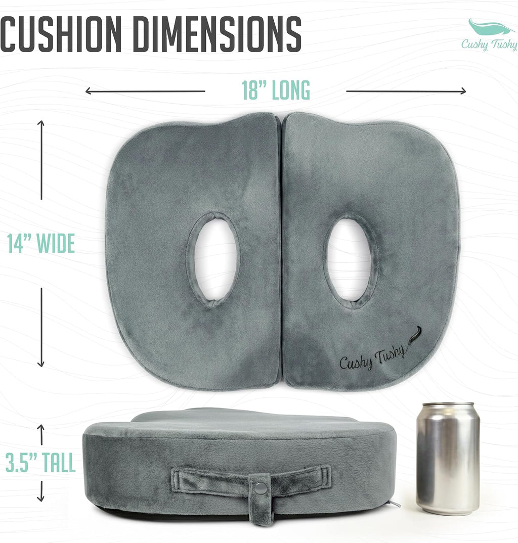 Cushy Tushy Seat Cushion | Premium Foldable Sit Bone Cushion for Pressure Relief, Hip, Hamstrings & Sciatica Comfort | Butt Pillow | Ergonomic Ischial Tuberosity Support for Home, Office & Driving