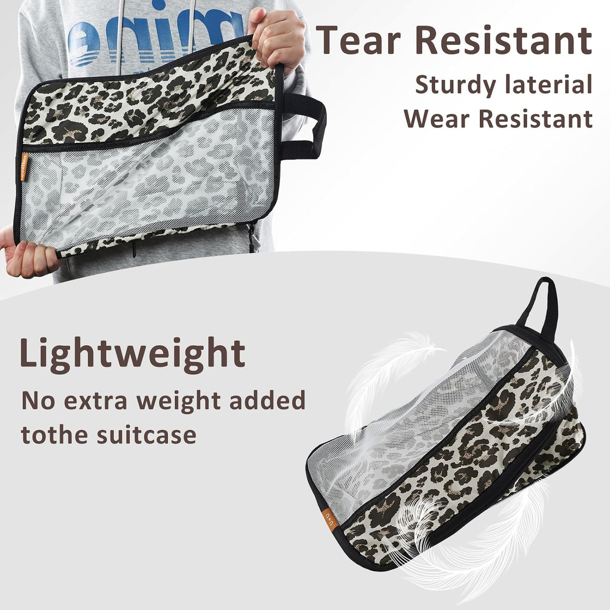 U+U 4 Set Compression Packing Cubes, Travel Organizers (Leopard)