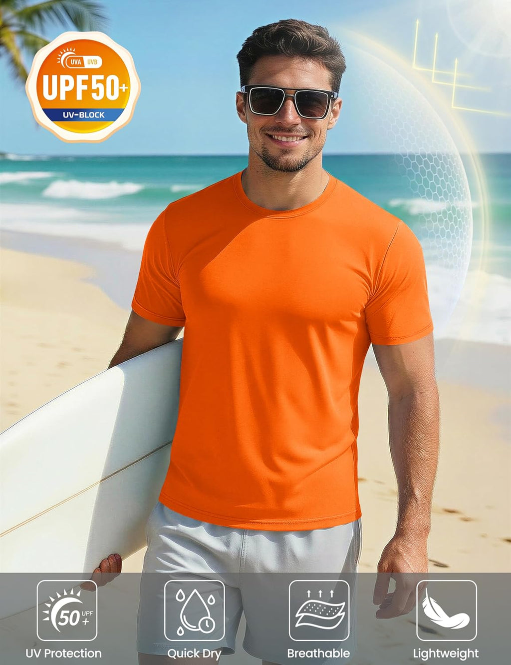 MAGCOMSEN Men's Short Sleeve UPF 50+ T-Shirt Quick Dry Workout Athletic Running Swim Tops Tee Rash Guard Performance Shirts