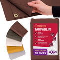 CCS Waterproof Canvas Tarp Cover – Heavy Duty Duck Cloth, Waxed Canvas Tarpaulin with Rustproof Brass Grommets for Camping, Construction, Equipment & Outdoor Use (Brown, 7x9 Ft)