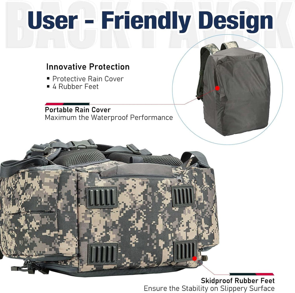 Piscifun Fishing Tackle Backpack with 2 Rod Holders, 4 Boxes & Rain Cover
