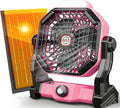 Solar Powered Fan,【Max 60H Runtime】Rechargeable Solar Camping Fans & Led Lantern,8-inch Portable Fan with Solar Panel,Battery Operated Powered Outdoor Tent Fans for Camping Essentials Accessories