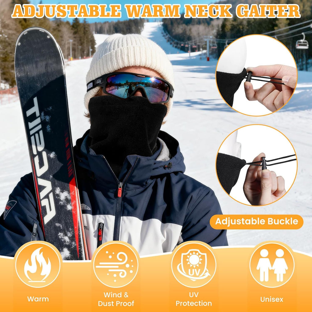 Winter Neck Warmer Gaiter: 4 Pack Windproof Fleece Face Cover