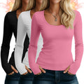 Riyiper 3 Pack Women's Thermal Long Sleeve Shirts Scoop Neck Top