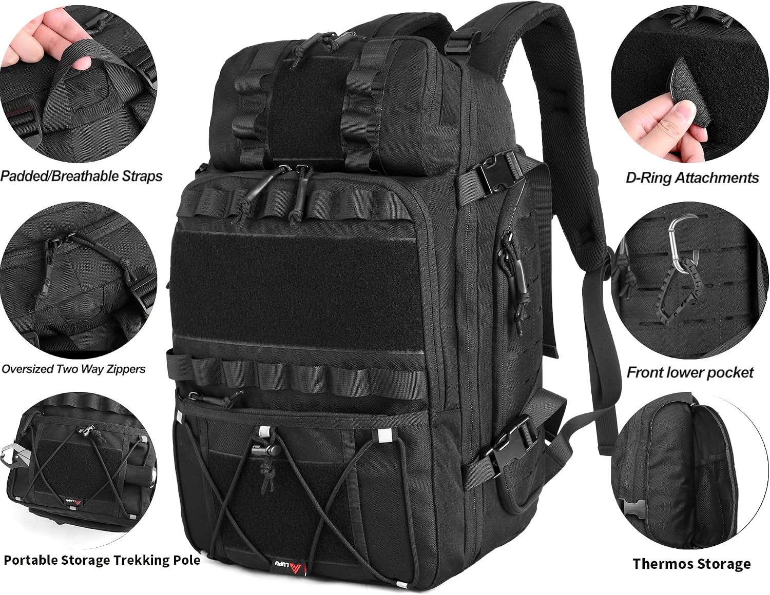 Tactical Backpack 35L Military Molle Pack 900D Waterproof Assault Rucksack Large Capacity Outdoor Hiking Camping Trekking Bag for Travel Hunting Survival and Adventure