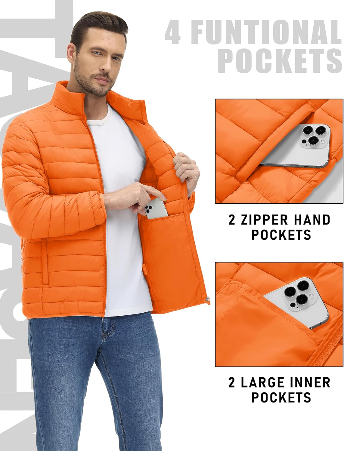 TACVASEN Men's Lightweight Puffer Jacket Quilted Insulated Winter Coat
