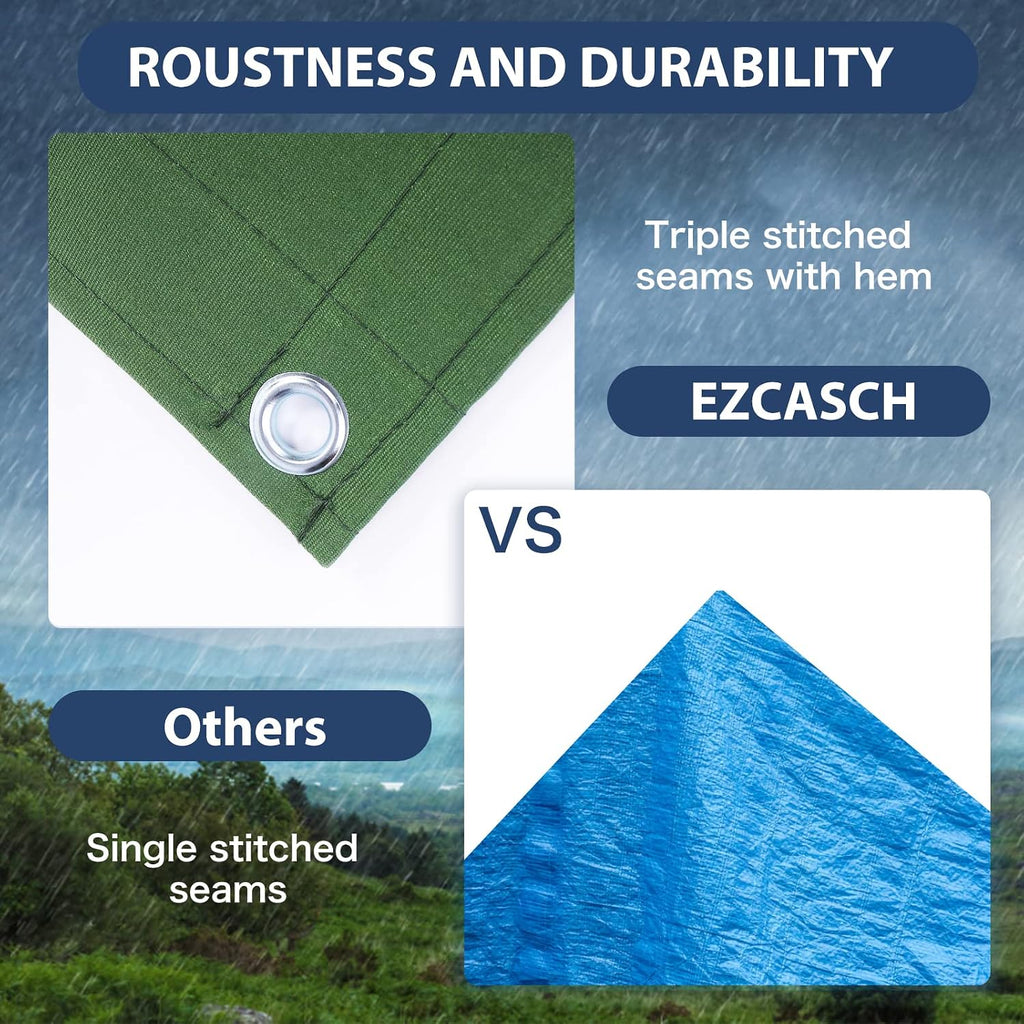 12’x12’ Canvas Tarps Heavy Duty Waterproof Tarpaulins with Aluminum Grommets,UV Resistant, 22Mil Multipurpose Drop Cloth, 14oz Durable Cover Sheet for Outdoor and Indoor Use with Ropes.