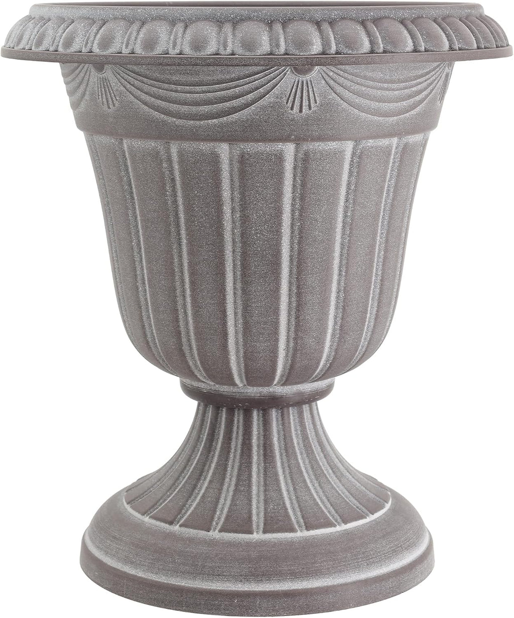 Arcadia Garden Products PL20BK Classic Traditional Plastic Urn Planter, Indoor or Outdoor Garden Decor, Flower Pot Vase 10x12 - Black
