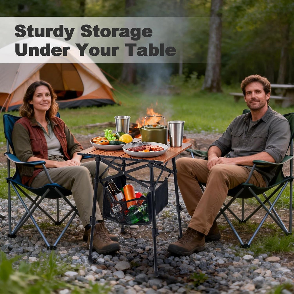 Odoland Portable Camping Table, Folding for Beach Outdoor Adjustable Height