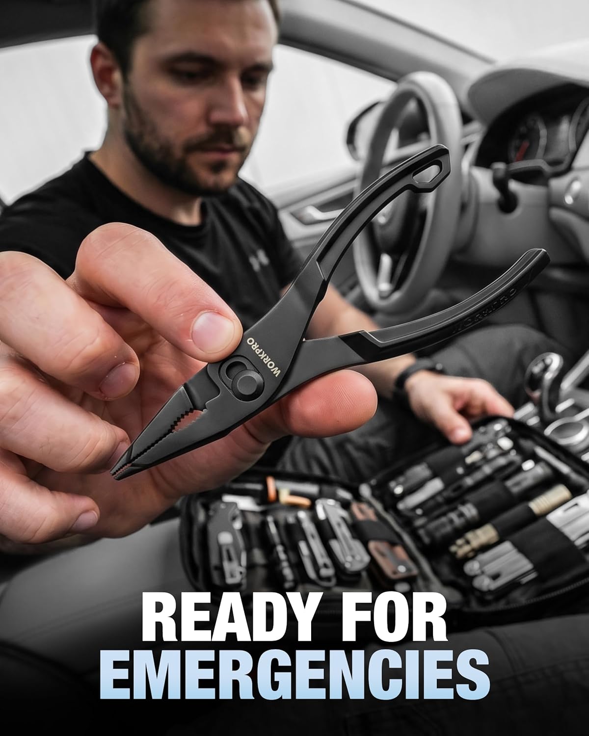 WORKPRO 4.5 Inch Long Nose Slip Joint Pliers, Small Pliers for Tight Spaces