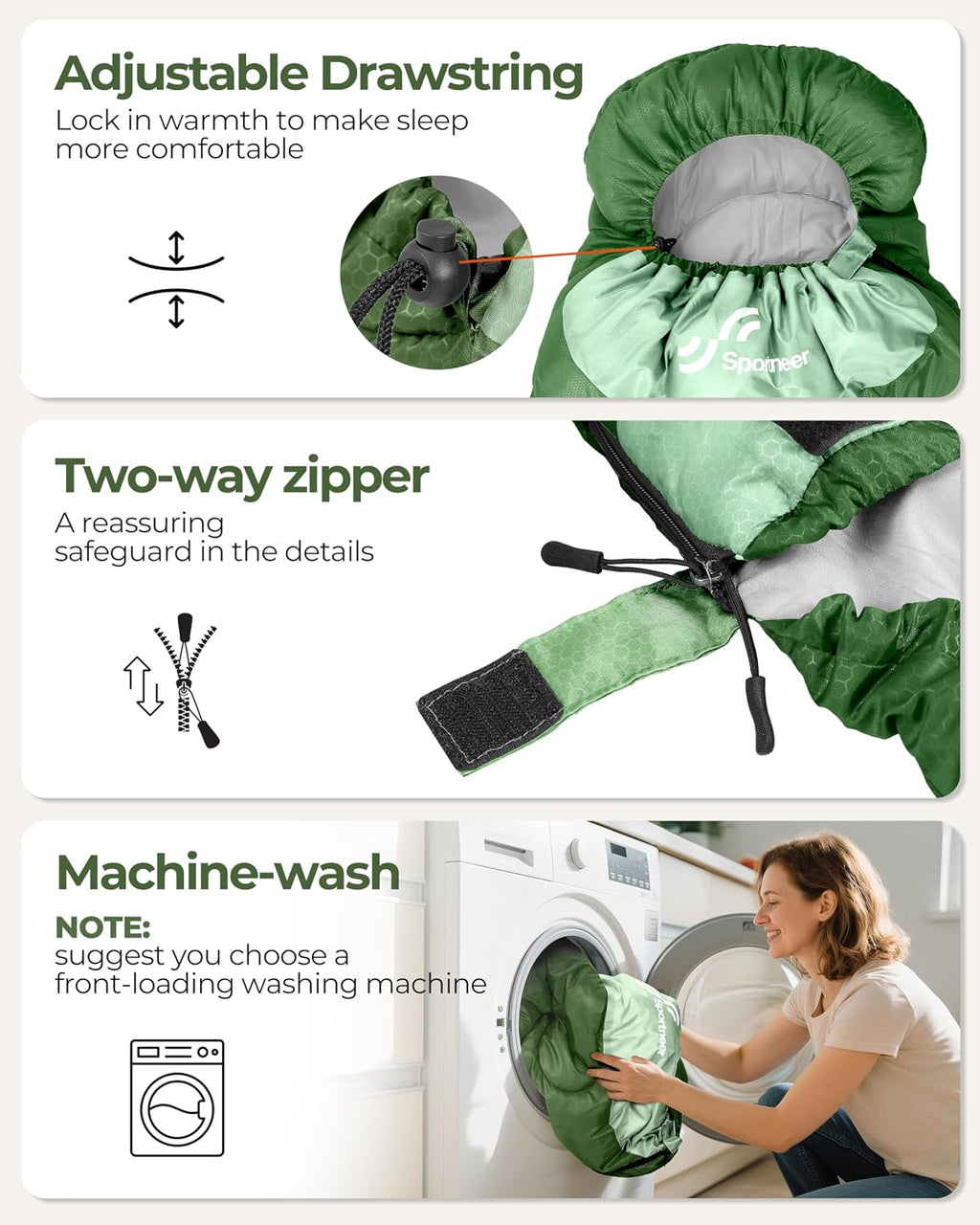 Sportneer Sleeping Bag for Adults Kid Waterproof lightweight Camping Hiking