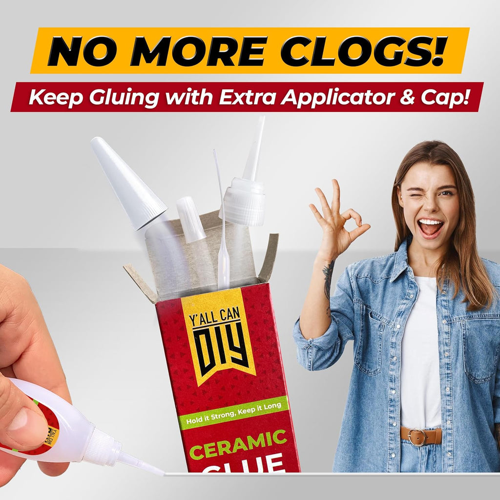 Y’allCanDiy Ceramic Glue Repair for Pottery, Porcelain, Super Glue 4 Pack