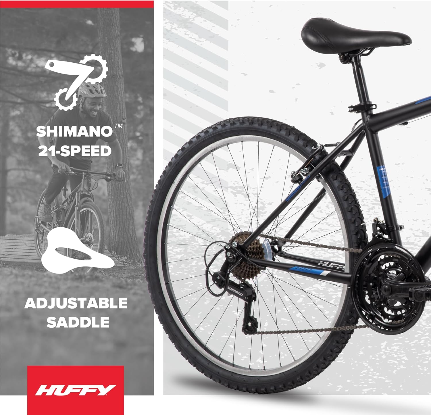 Huffy Stone Mountain Bike 20"/24"/26" for Men/Women/Girls/Boys | 6-Speed (20") or 21-Speed Options, Front or Dual Suspension Options, Multiple Colors, All-Terrain Tires, Shimano Equipped