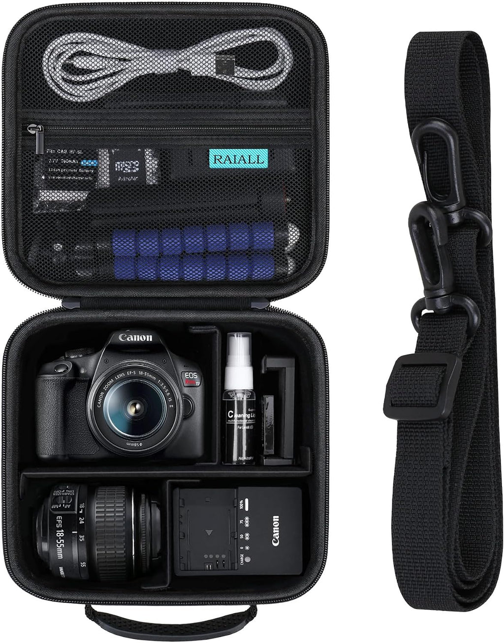RAIALL Case for Canon EOS Rebel T7/R50/R100/NikonD7500 Digital Camera,Black
