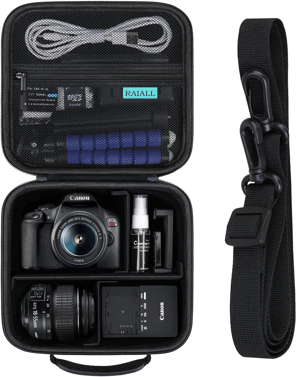 RAIALL Case for Canon EOS Rebel T7/R50/R100/NikonD7500 Digital Camera,Black