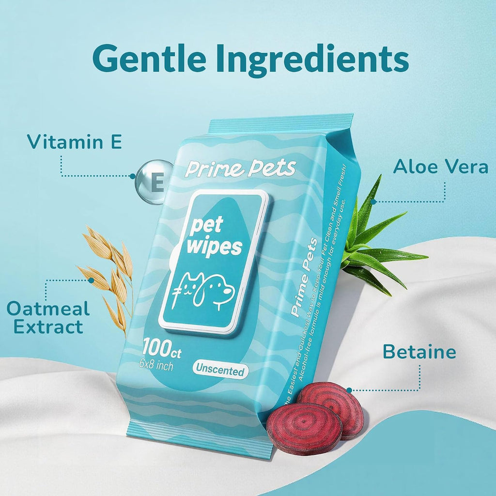 Prime Pets Dog Wipes for Paws and Butt, 600 Count, Pet Wipes for Dogs & Cats, 100% Fragrance Free, Deodorizing Puppy Wipes for Cleaning Face Eyes Ears Paws Teeth Body