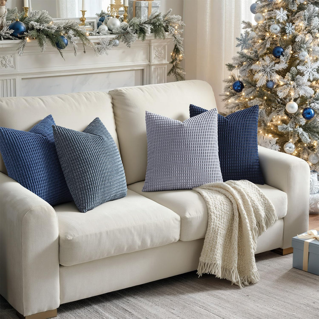 MIULEE Decorative Throw Pillow Covers 18x18 Inch Set of 4 Coastal Blue