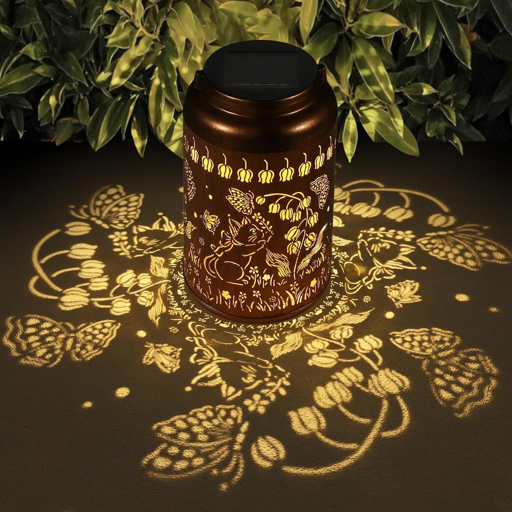 2 Pack Cats Solar Lanterns Outdoor Waterproof Garden Decor