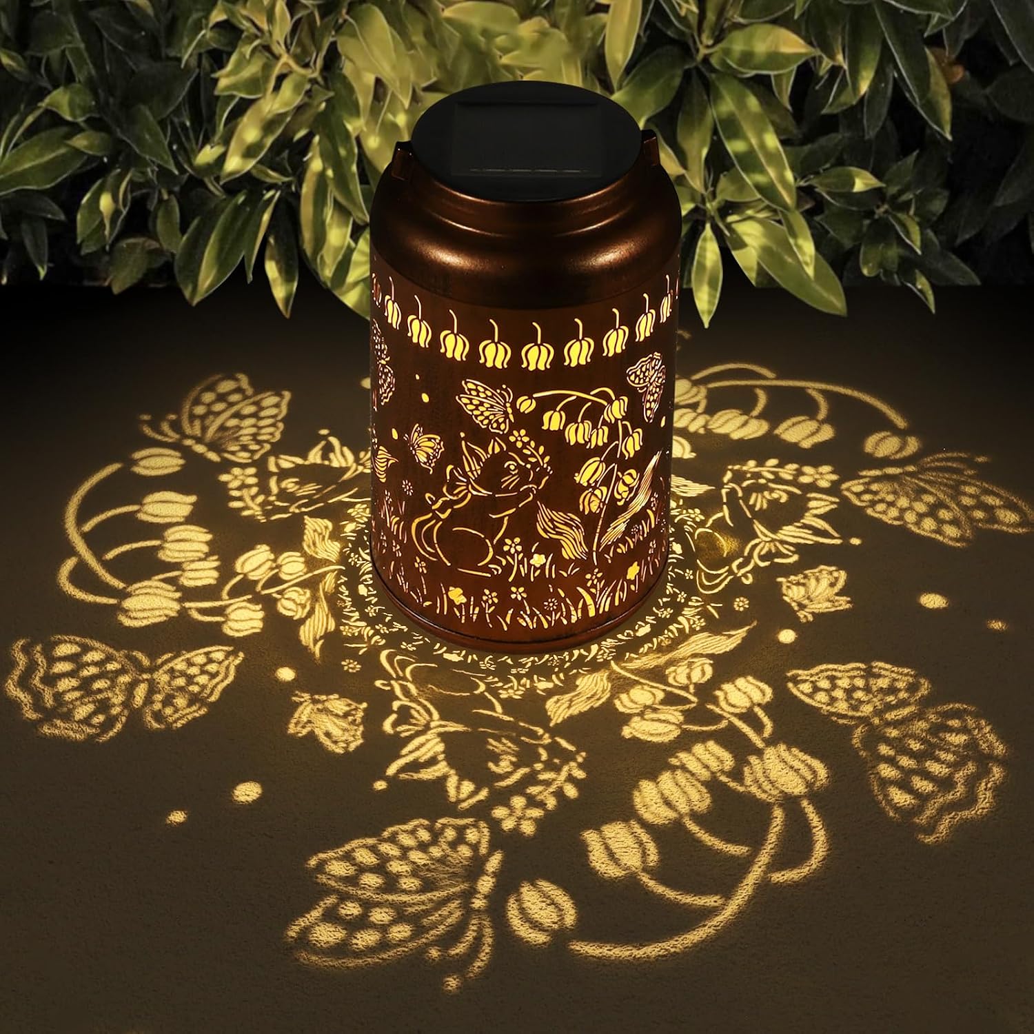 2 Pack Cats Solar Lanterns Outdoor Waterproof Garden Decor