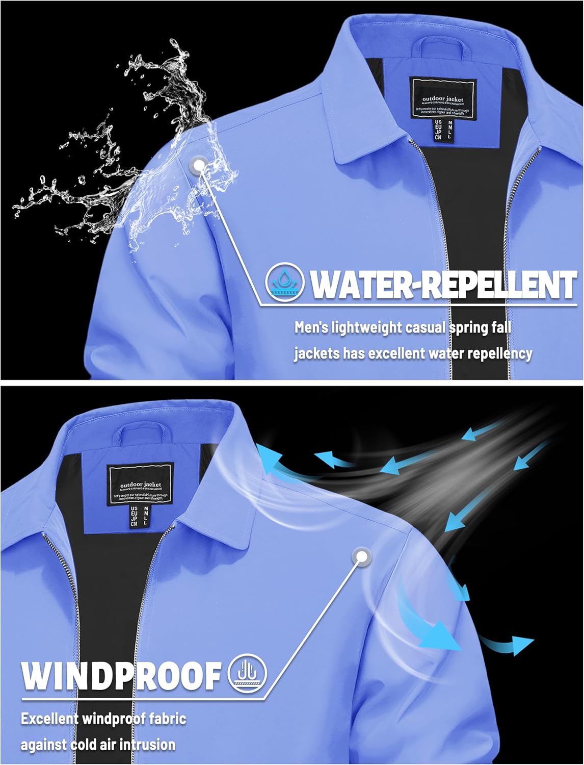 TACVASEN Men's Lightweight Jacket Fall Water-repellent Windbreaker Jackets
