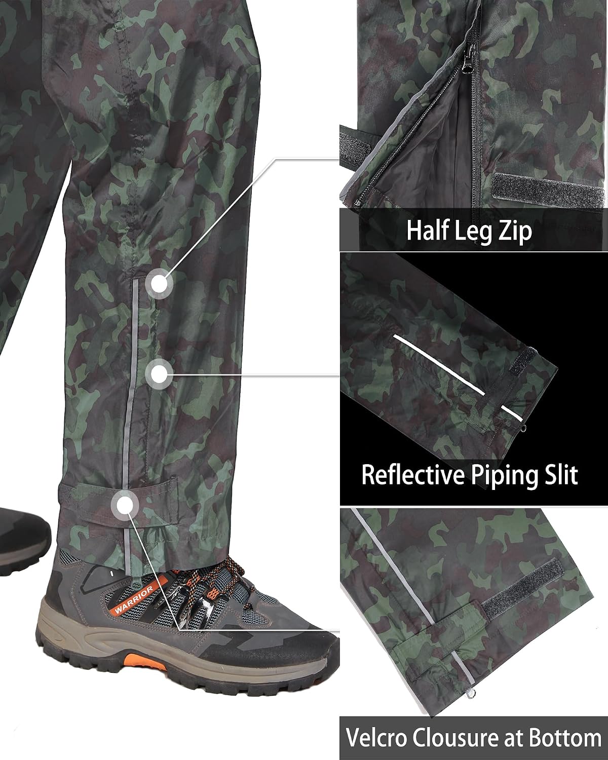 33,000ft Men's Rain Pants, Waterproof Rain Over Pants, Windproof Pants