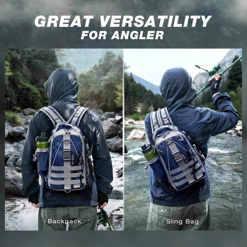 Ghosthorn Fishing Tackle Backpack with Tackle Boxes Rod Holder Fishing Bag
