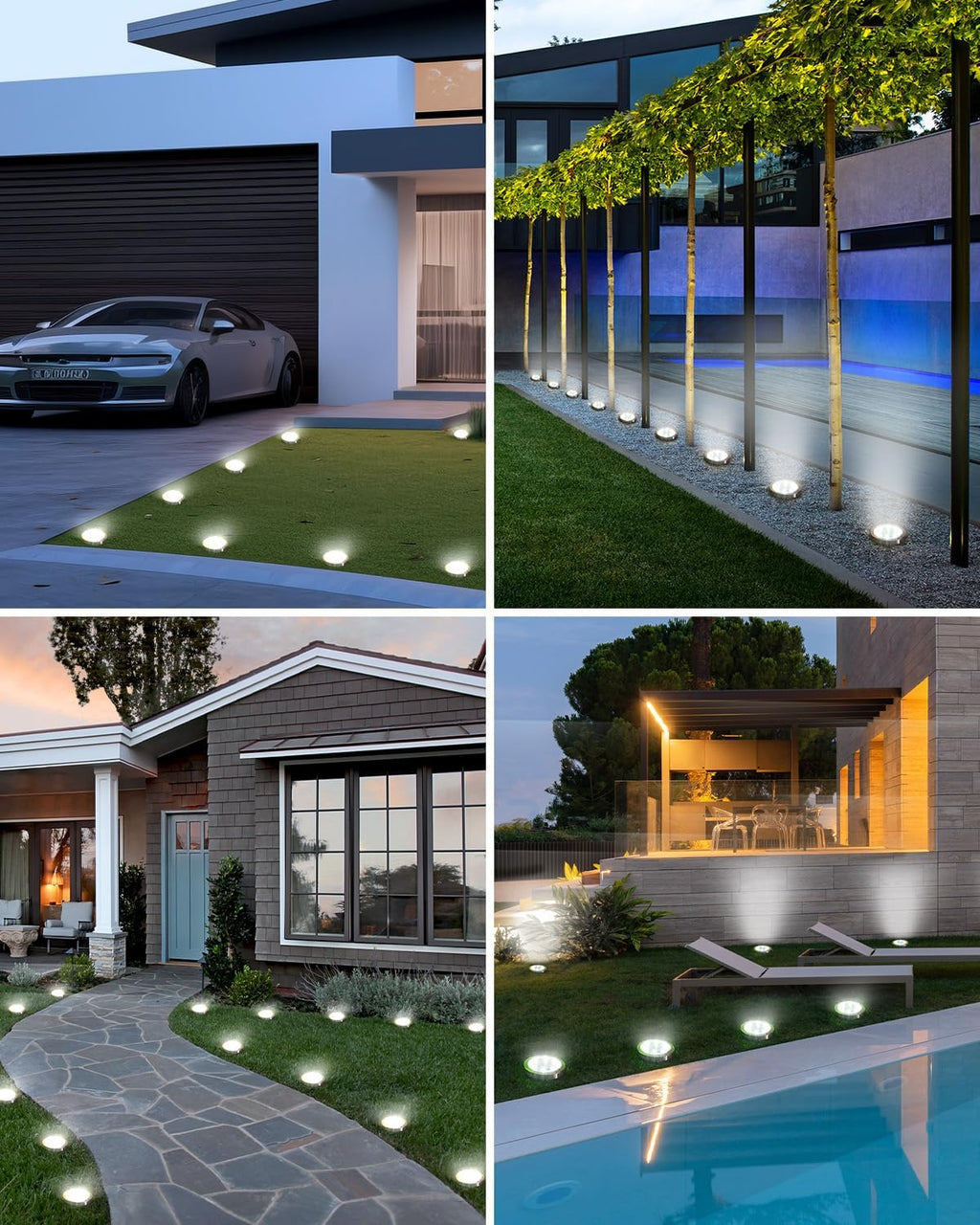 btfarm 16 Pack Solar Lights Outdoor Waterproof, 8 LED Solar Ground Lights