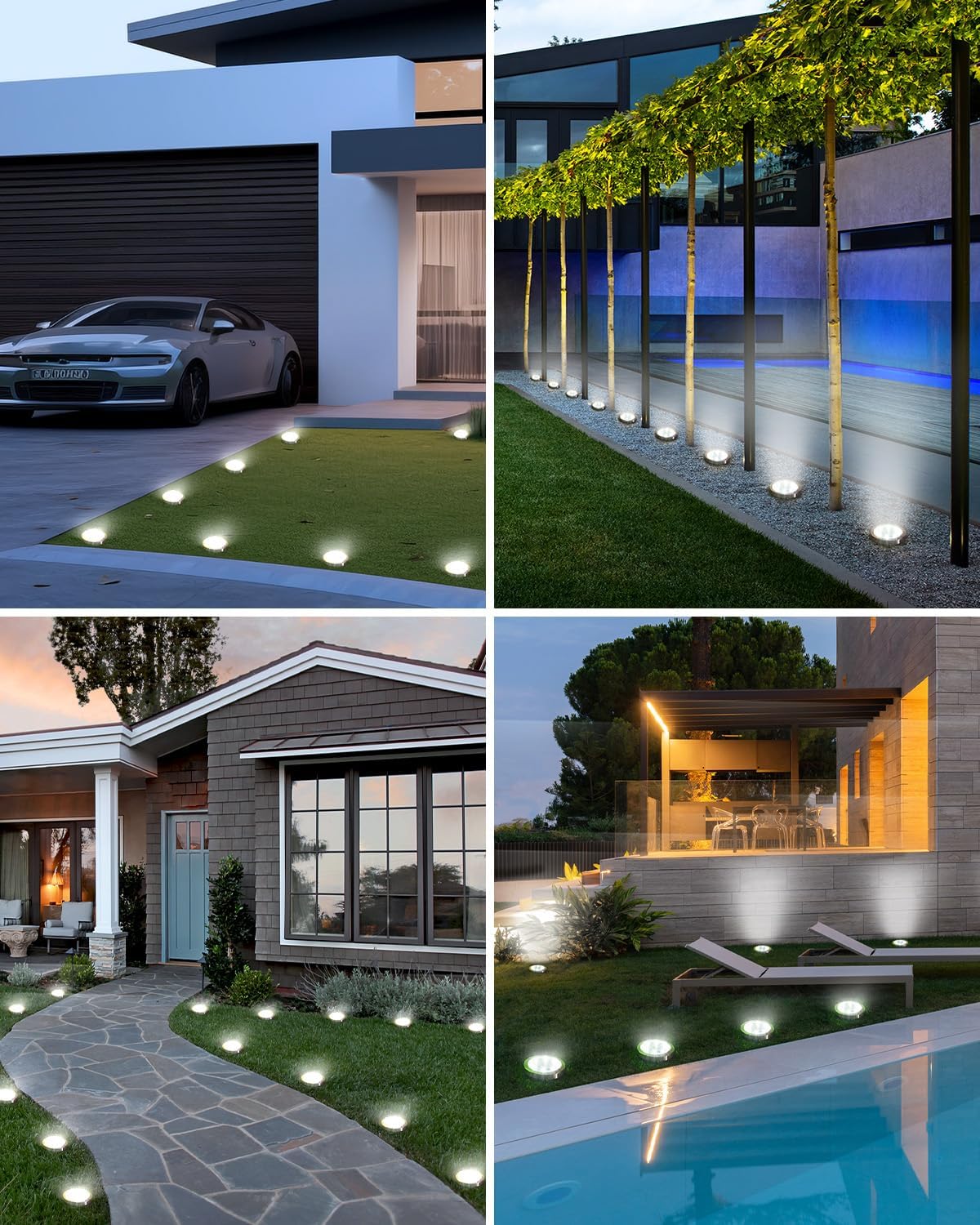 btfarm 16 Pack Solar Lights Outdoor Waterproof, 8 LED Solar Ground Lights
