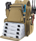 Piscifun Fishing Tackle Backpack with 2 Rod Holders, 4 Boxes & Rain Cover