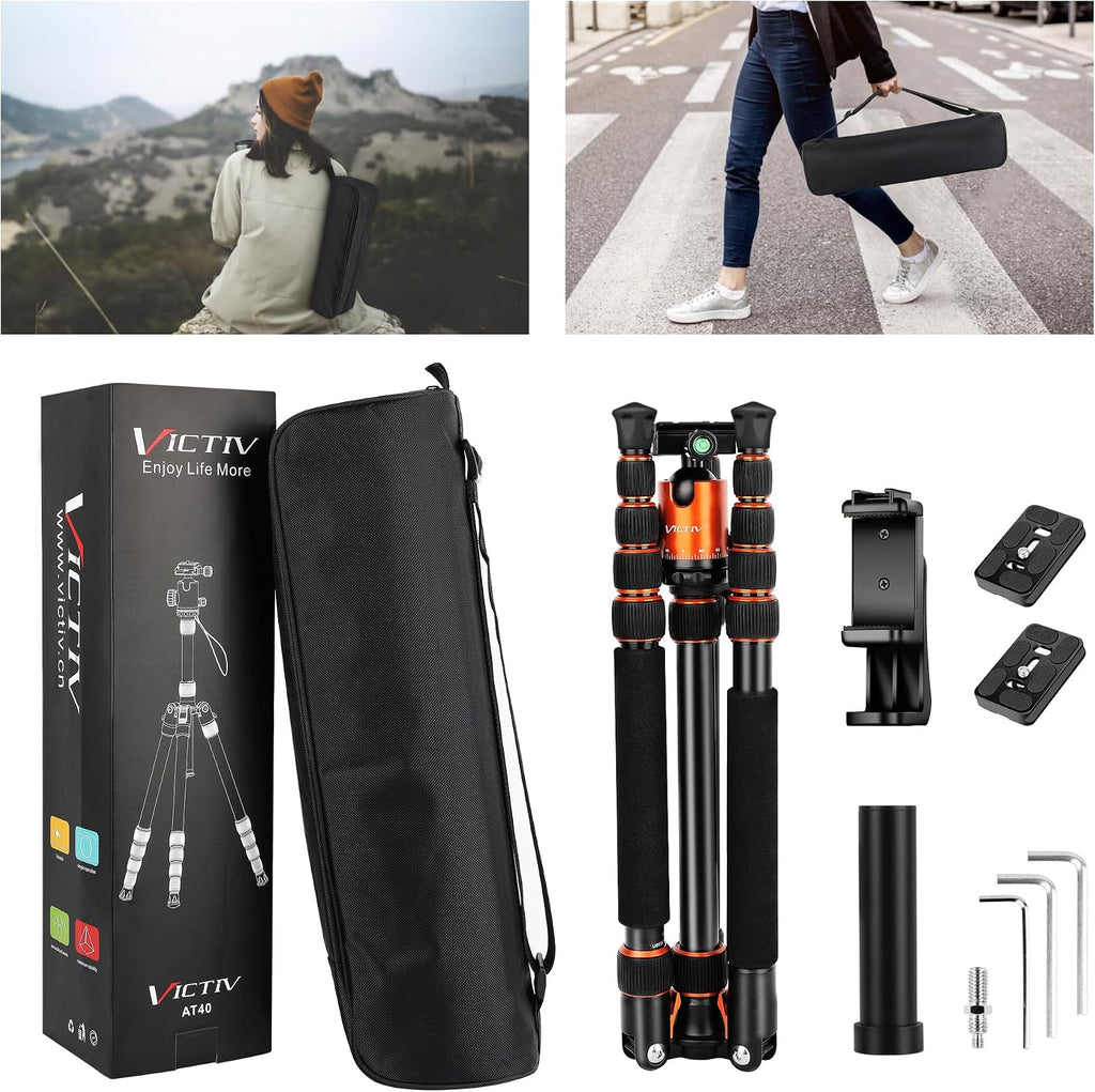 Victiv Camera Tripod, 80" Ball Head Tripod with Carry Bag & Phone Holder