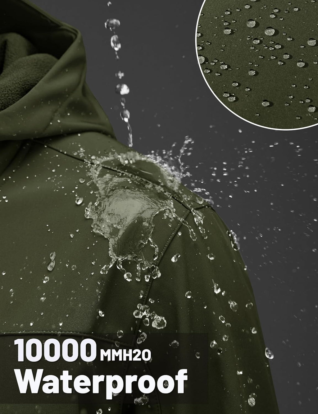 TACVASEN Men's Hooded Softshell Waterproof Fleece Lined Lightweight Jackets