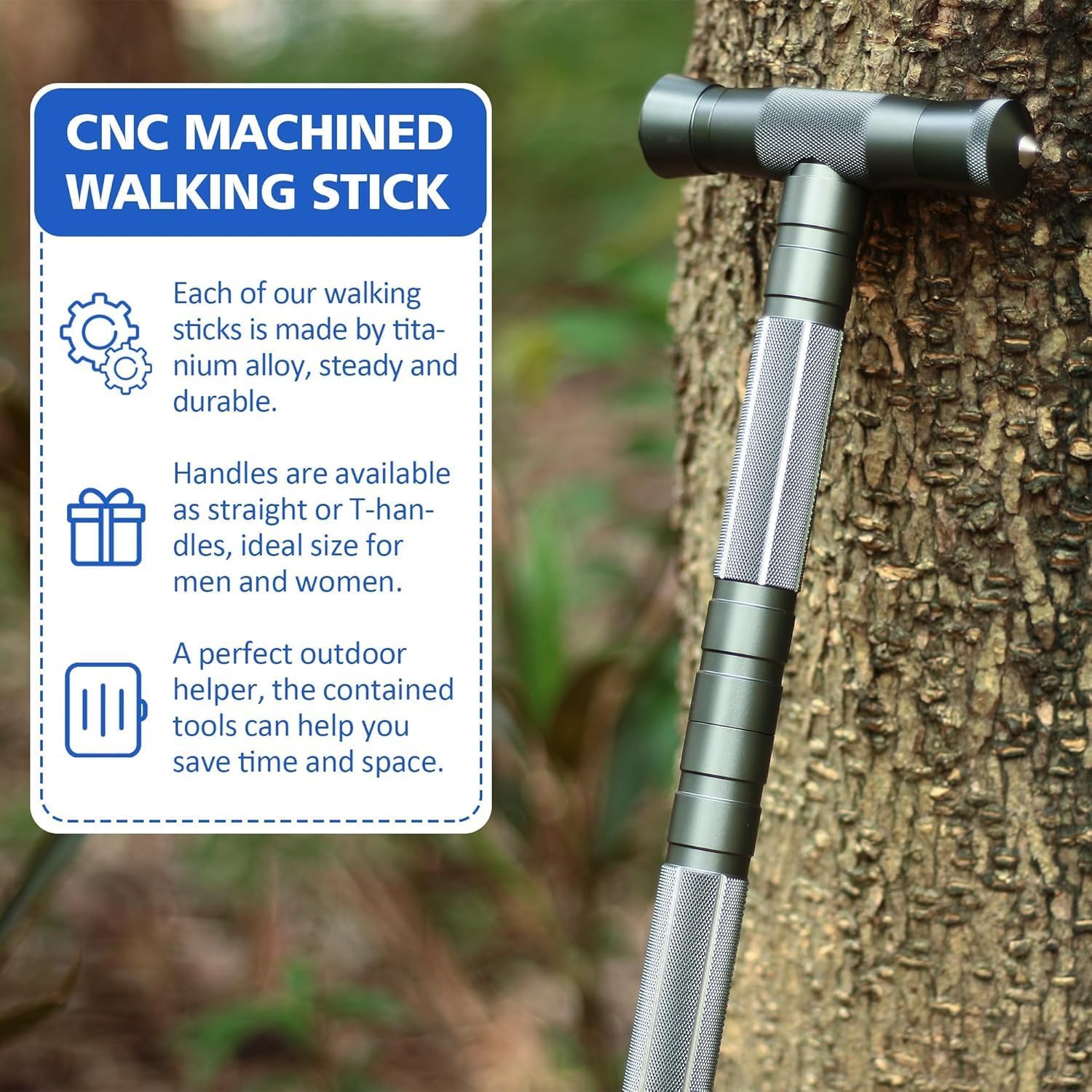 aiGear G2 Tactical Hiking Stick with Survival Kit, 5-Section Staff